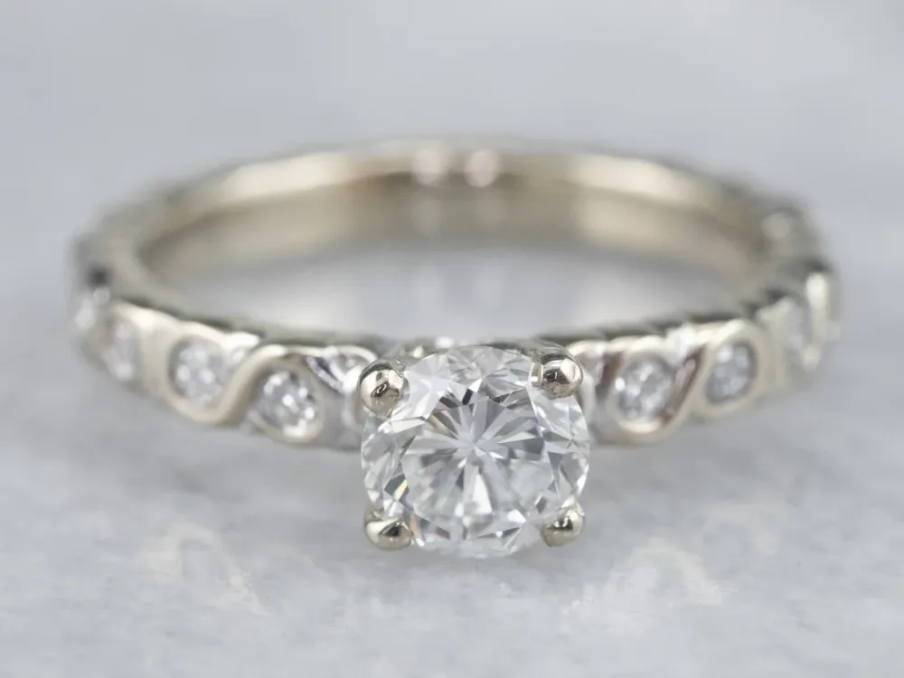 Industrieel Zwaar Belast Scrolling Diamond Engagement Ring