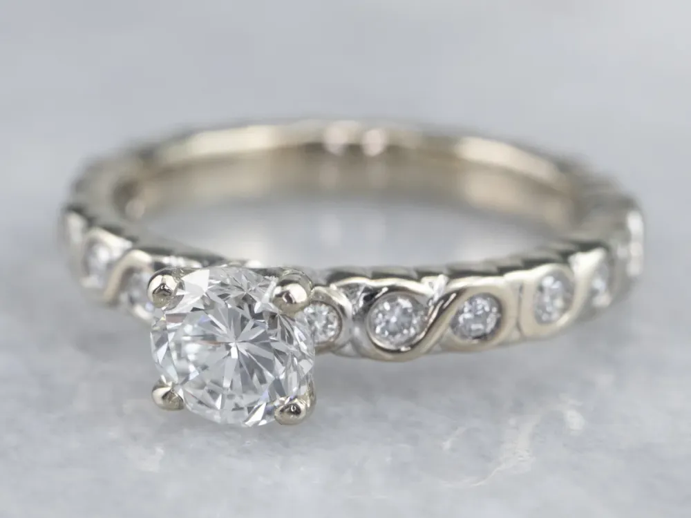 Industrieel Zwaar Belast Scrolling Diamond Engagement Ring