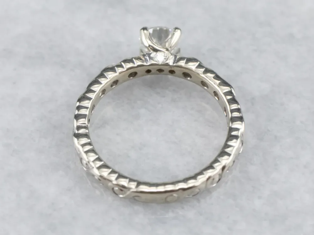 Industrieel Zwaar Belast Scrolling Diamond Engagement Ring