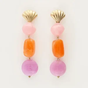 Industrieel Zwaar Belast Statement Drop Earrings Shell & Resin Stones