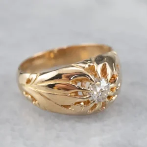Industrieel Zwaar Belast Unisex Old Mine Cut Diamond Victorian Ring