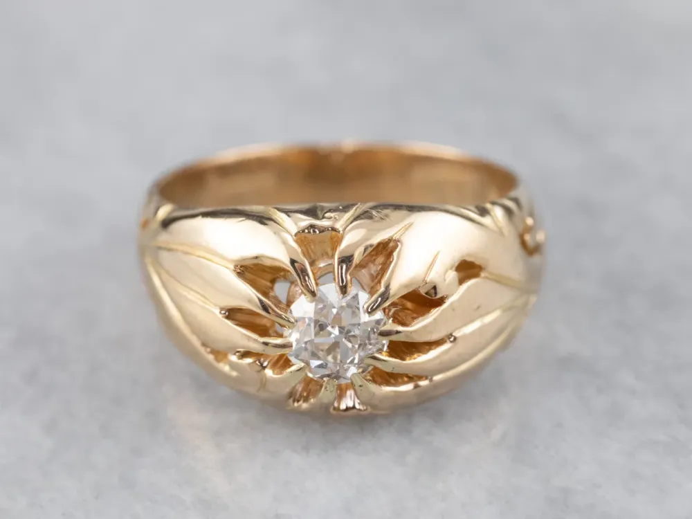 Industrieel Zwaar Belast Unisex Old Mine Cut Diamond Victorian Ring