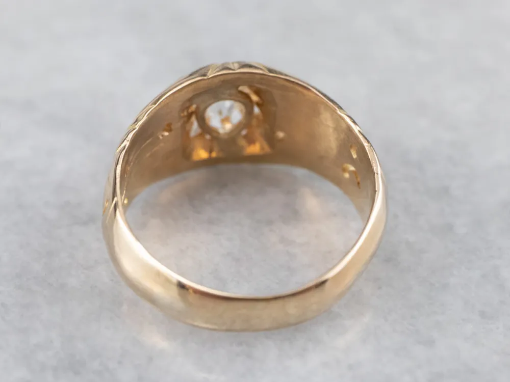Industrieel Zwaar Belast Unisex Old Mine Cut Diamond Victorian Ring