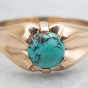 Industrieel Zwaar Belast Victorian Rose Gold and Turkoois Men's Ring