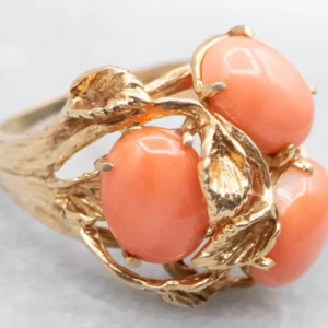 Industrieel Zwaar Belast Vintage Botanical Gold Warmroze Cocktail Ring
