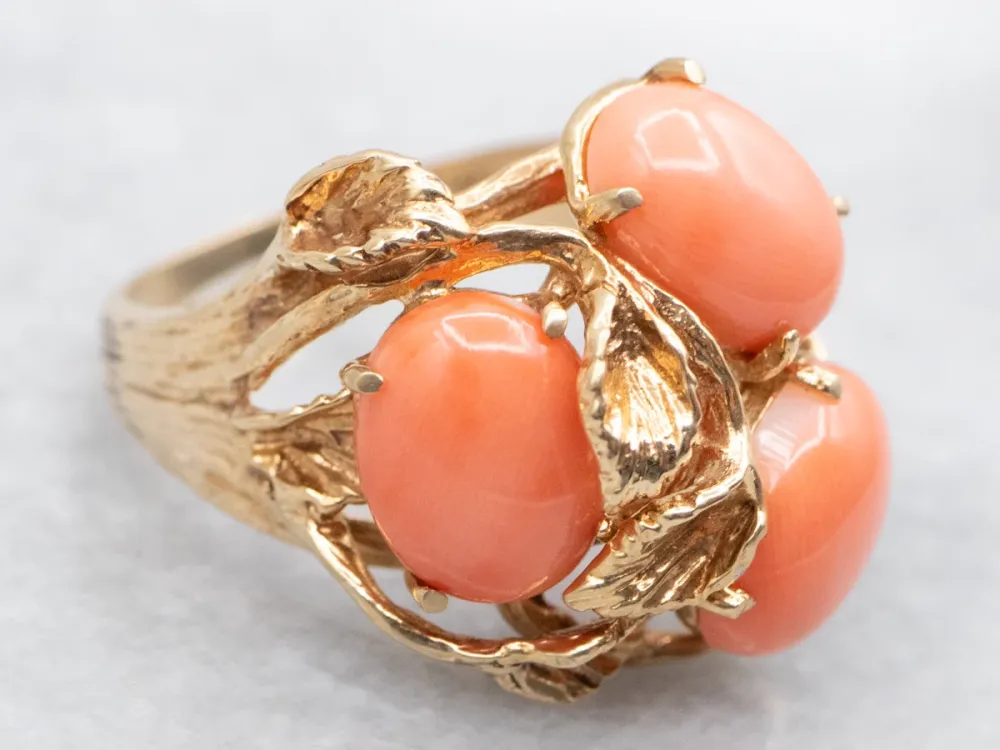 Industrieel Zwaar Belast Vintage Botanical Gold Warmroze Cocktail Ring
