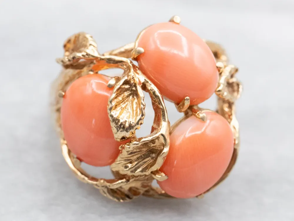 Industrieel Zwaar Belast Vintage Botanical Gold Warmroze Cocktail Ring