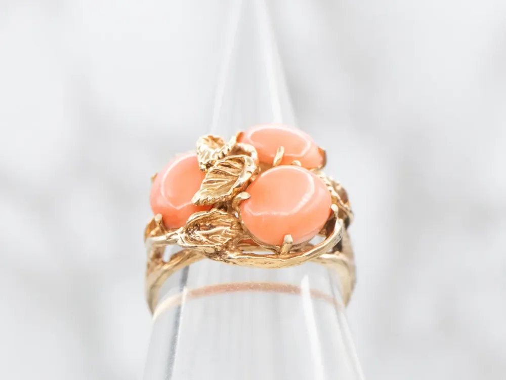 Industrieel Zwaar Belast Vintage Botanical Gold Warmroze Cocktail Ring