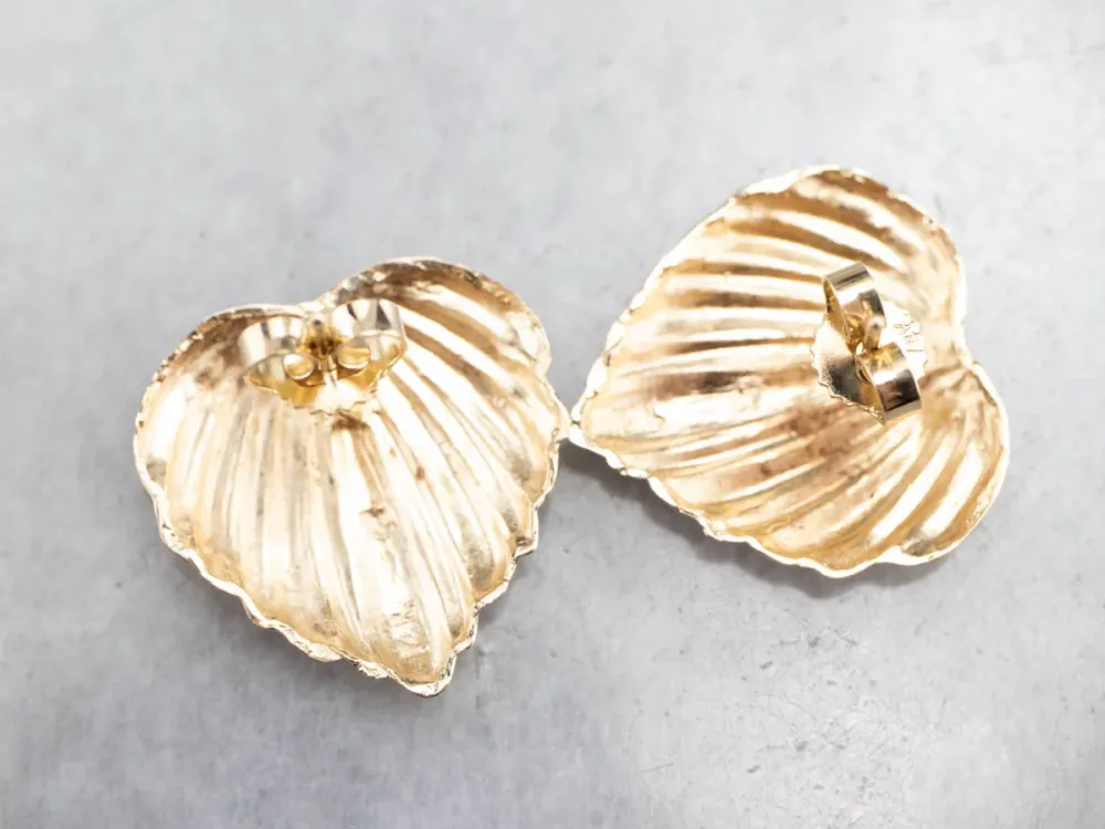 Industrieel Zwaar Belast Vintage Textured Heart Gouden Stud Earrings