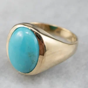 Industrieel Zwaar Belast Vintage Turquoise Goud Ring
