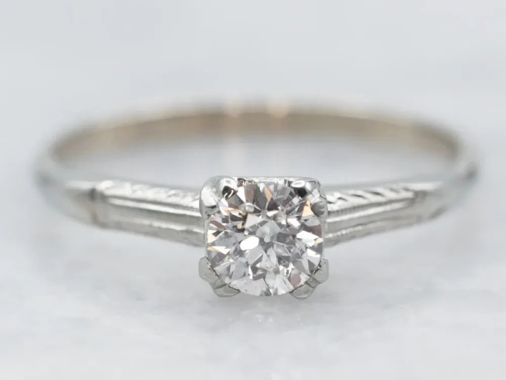 Industrieel Zwaar Belast White Gouden European Cut Diamond Solitaire Engagement Ring