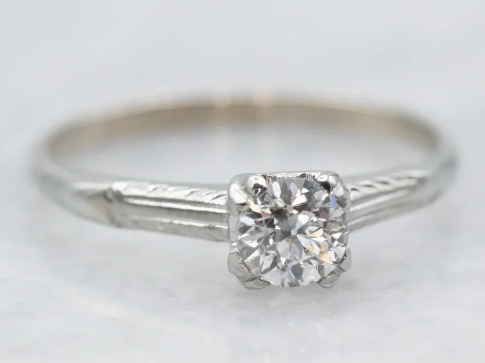 Industrieel Zwaar Belast White Gouden European Cut Diamond Solitaire Engagement Ring