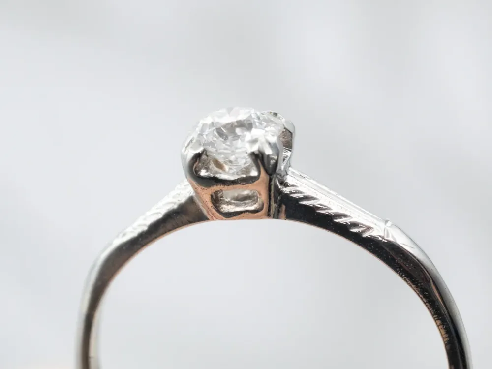 Industrieel Zwaar Belast White Gouden European Cut Diamond Solitaire Engagement Ring