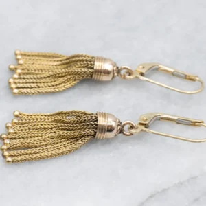 Italian 14K Gouden Tassel Vintage Chandelier Drop Earrings met CE-Keurmerk