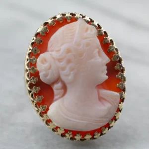 Large Sardonyx Cameo Cocktail Ring