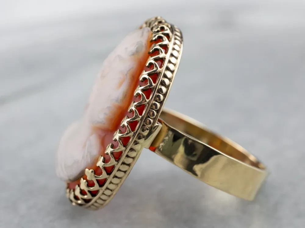 Large Sardonyx Cameo Cocktail Ring