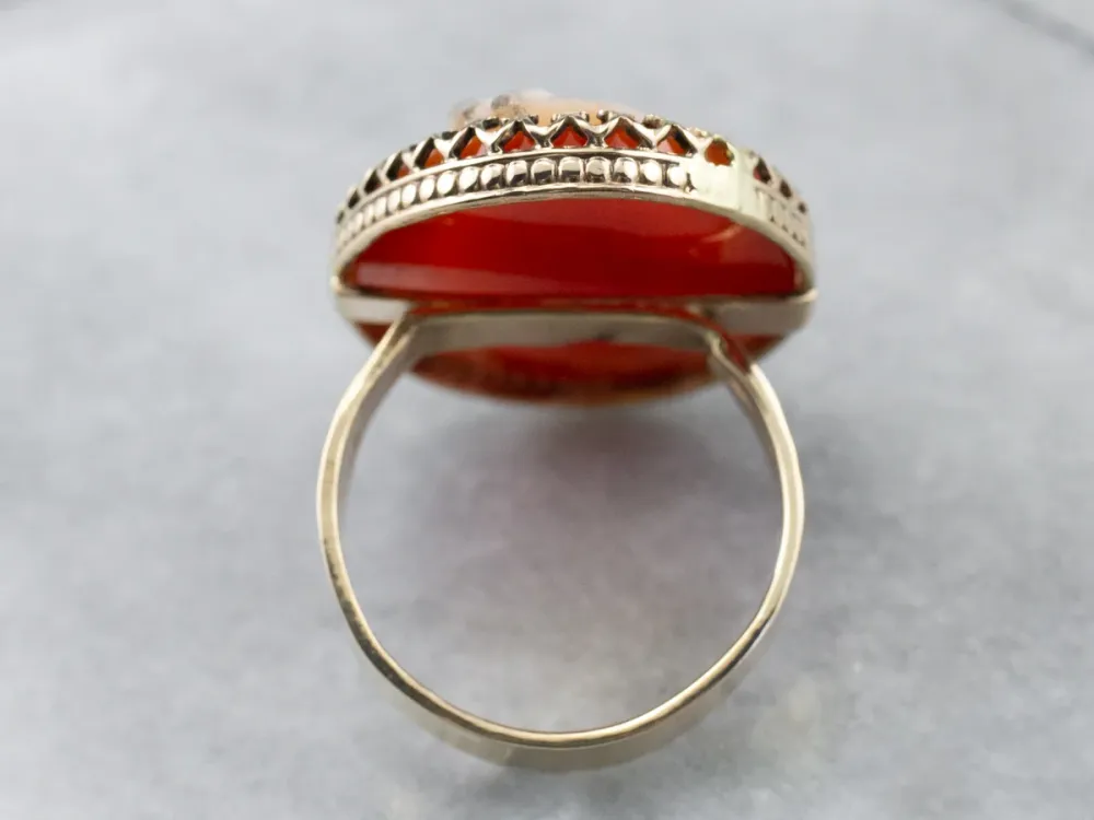 Large Sardonyx Cameo Cocktail Ring
