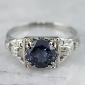 Late Art Deco Sapphire 18K Goud Ring