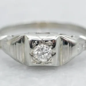 Late Deco Early Klassiek Diamond Engagement Ring met CE-Keurmerk