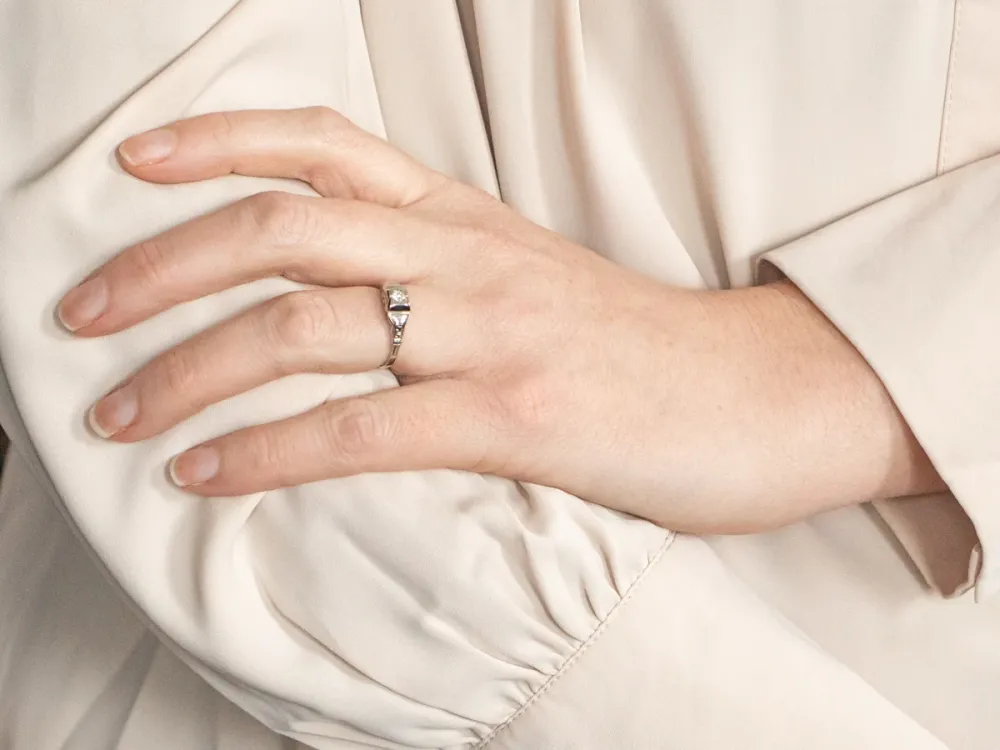Late Deco Early Ouderwets Diamond Engagement Ring met CE-Keurmerk