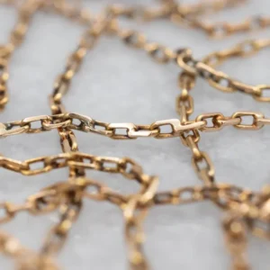 Long Gold Rectangle Link Chain Spring Ring Clasp