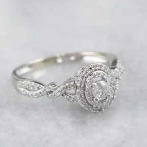 Looping Diamond Halo Engagement Ring - DIN Norm