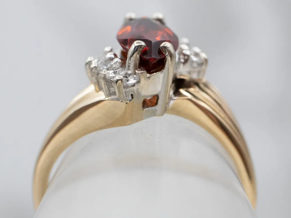 Marquise Citrine and Diamond Bypass Ring - DIN Norm