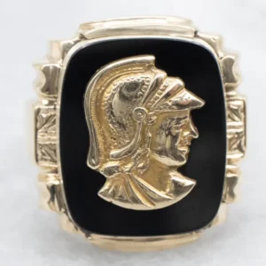 Men's Mid-Century Onyx Roman Solider Gouden Cameo Ring