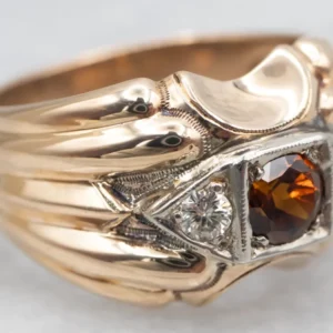 Men's Retro Era Dravite Tourmaline and Diamond Ring