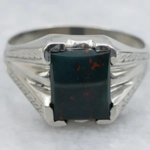 Men's Retro Era Etched Gouden Bloodstone Ring met CE-Keurmerk