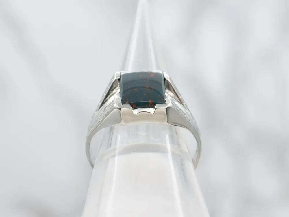 Men's Retro Era Etched Gouden Bloodstone Ring met CE-Keurmerk