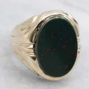 Men's Vintage Bloodstone and Verguld Ring met CE-Keurmerk