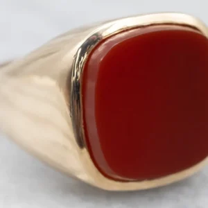 Men's Vintage Goud Carnelian Ring met CE-Keurmerk