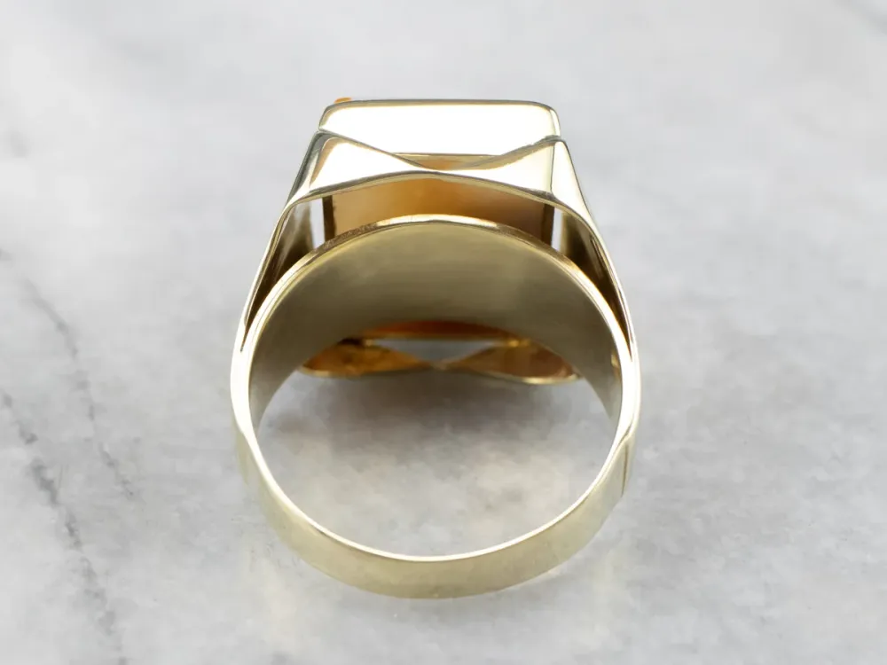 Men's Yellow Gold Agate Statement Ring
