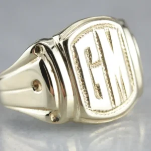 Men's "GM" Yellow Goud Signet Ring