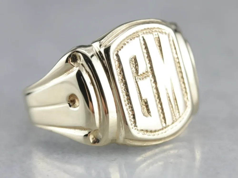 Men's "GM" Yellow Goud Signet Ring