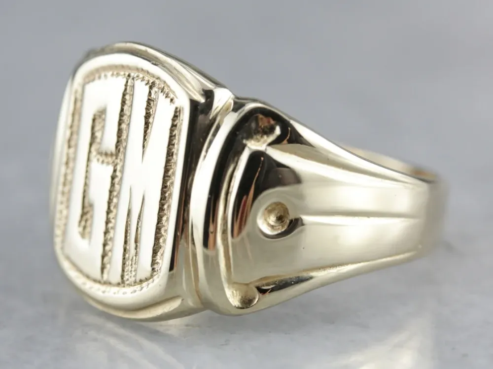 Men's "GM" Yellow Goud Signet Ring