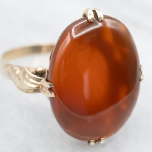 Mid-century Verguld and Carnelian Statement Ring