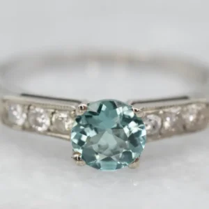 Minty Green Tourmaline and Diamond Accent Ring