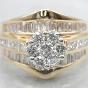 Mixed-Cut Diamond and Gouden Cluster Ring