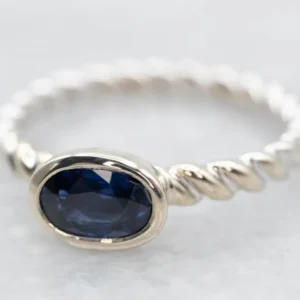 Modern East-West Sapphire Solitaire Engagement Ring