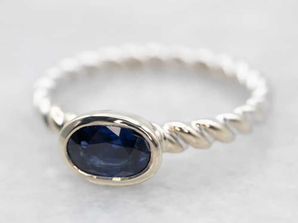 Modern East-West Sapphire Solitaire Engagement Ring