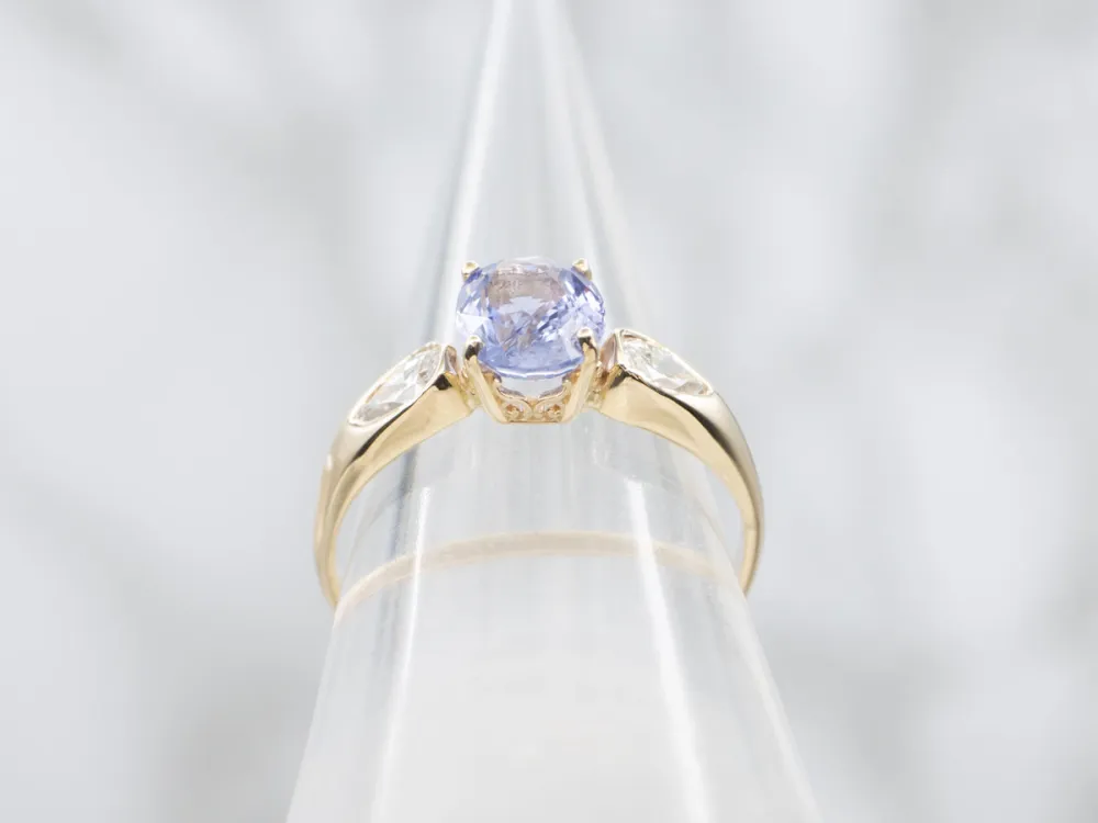 Modern Glad Gold Purple Sapphire and Diamond Ring