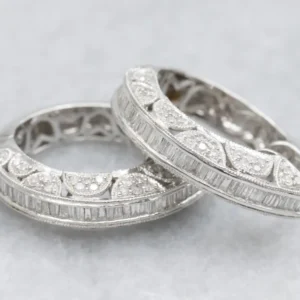 Modern Mix-Cut Diamond-Encrusted White Gold Hoop Earrings