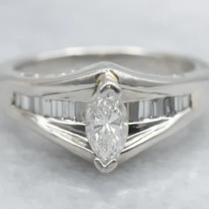 Modern Mix-Cut and Platinum Diamond Engagement Ring