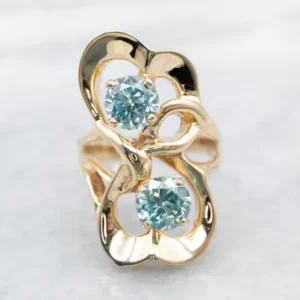 Modernist Blauw Zircon Sweetheart Ring
