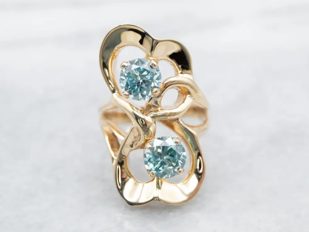 Modernist Blauw Zircon Sweetheart Ring