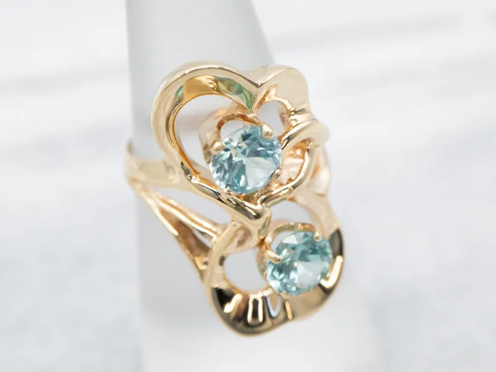 Modernist Blauw Zircon Sweetheart Ring