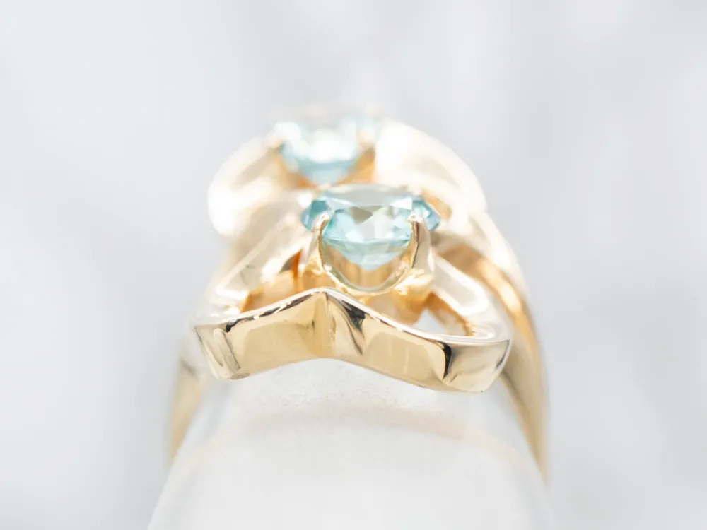 Modernist Blauw Zircon Sweetheart Ring