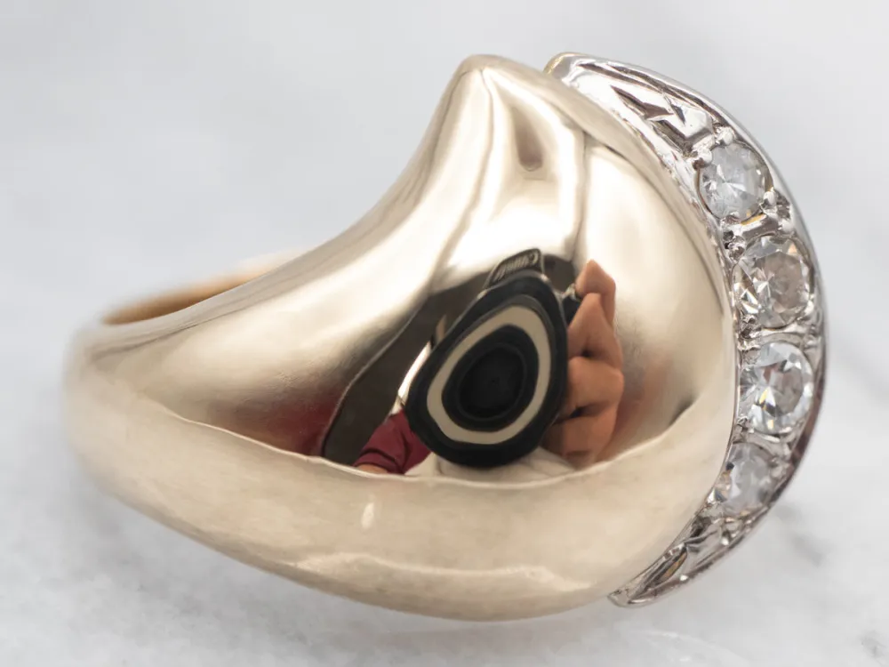 Modernist Domed Diamond Encrusted Ring met CE-Keurmerk